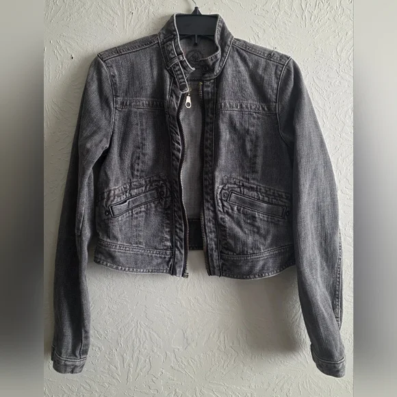Vintage Y2K GAP 1969 Gray Washed Denim Crop Jacket M - Picture 7 of 7